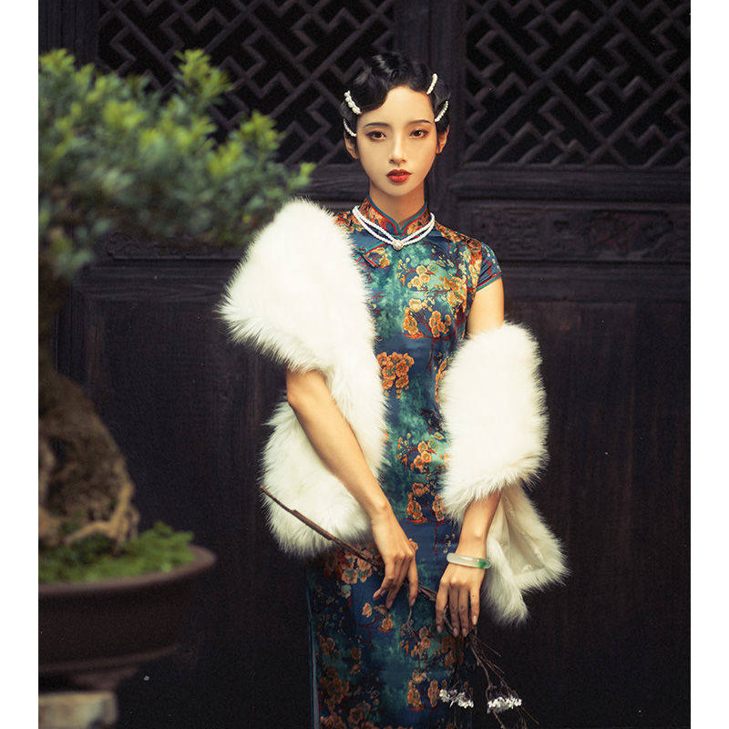 军阀太太旗袍披肩2020年新款改良版年轻款少女复古民国老上海长款