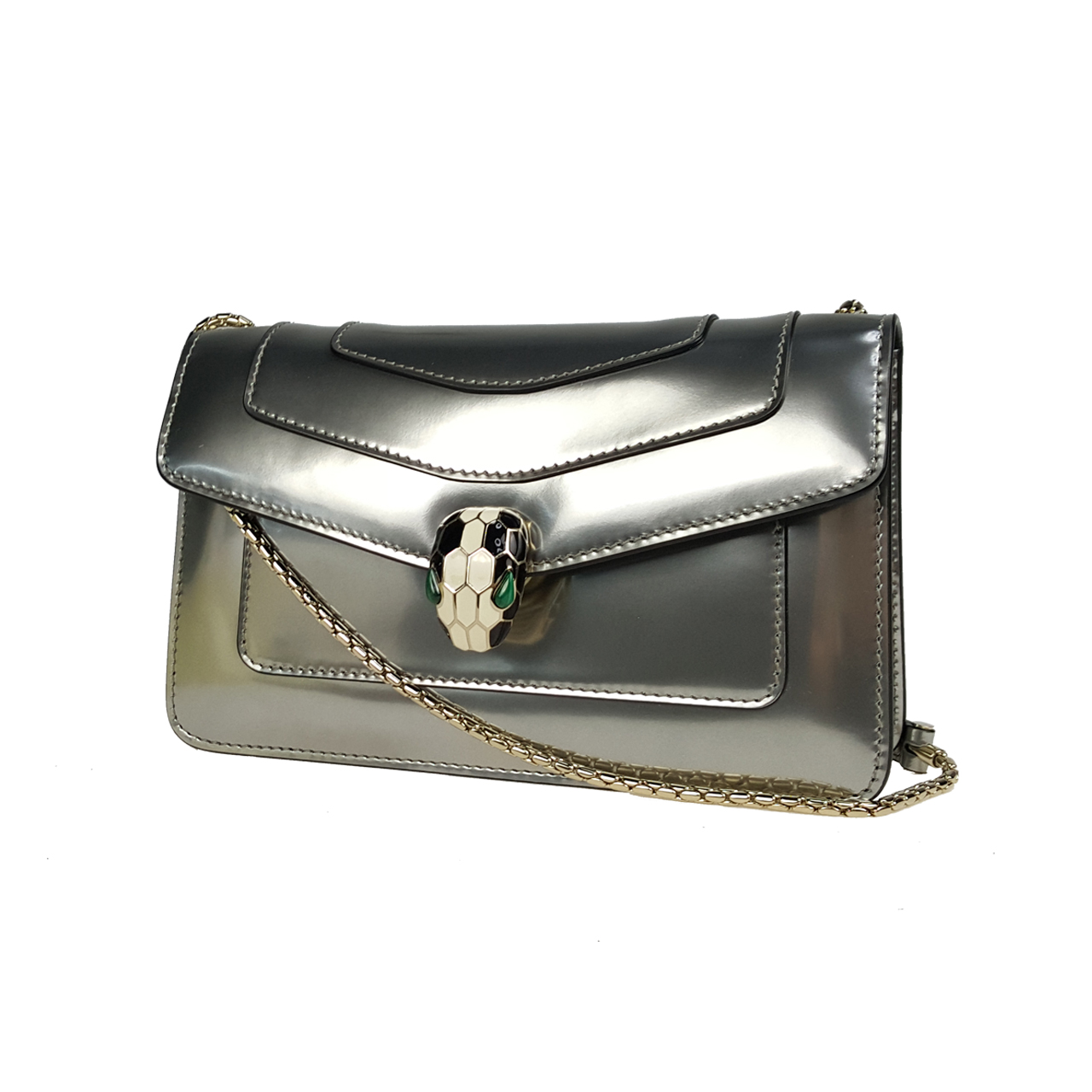 [未使用] 宝格丽 银色 镜面 蛇头包hs522 1119