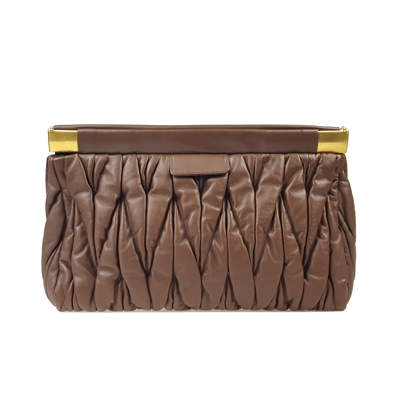 [9.5新] 缪缪/miumiu 女士棕色羊皮手拿包 hs448