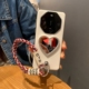 新款适用华为mate60RS非凡大师手机壳带挂绳爱心水钻镜子mate50/70pro秒变款全包摄像头40RS保时捷潮女款补妆