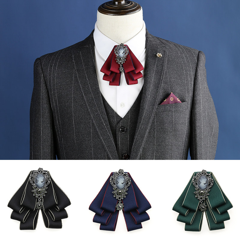 红色领结男韩版英伦高档带钻新郎伴郎婚礼商务表演主持西装配饰