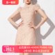AUI粉色高端精致新中式连衣裙女2024新款夏季设计感小众蕾丝A字裙