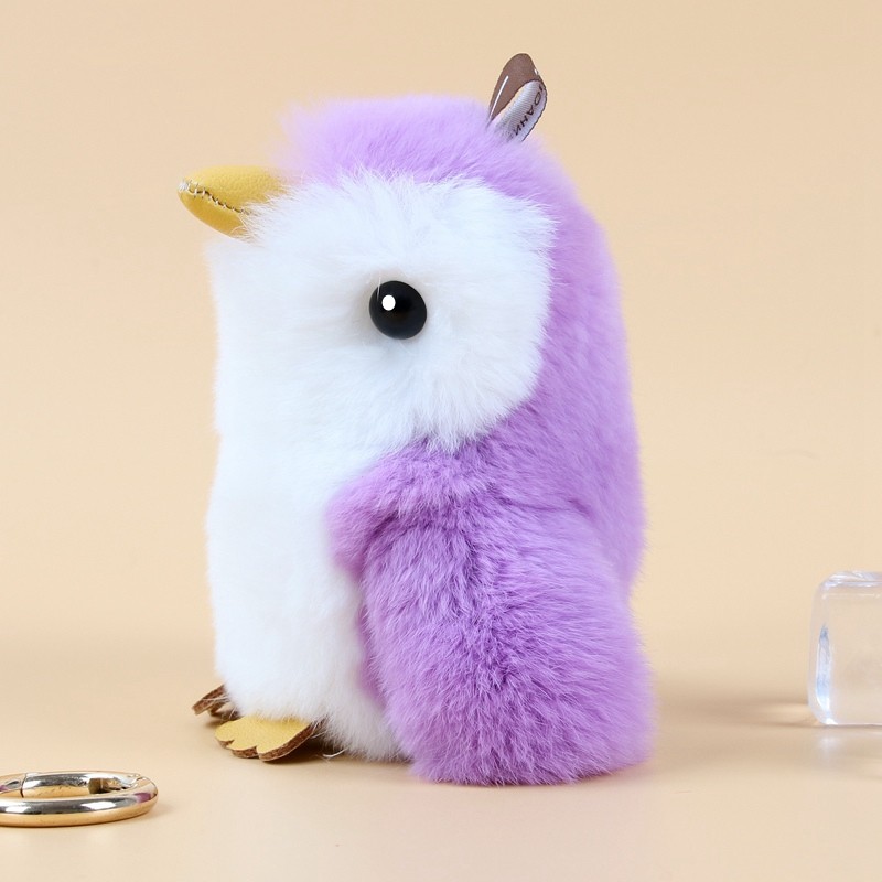 真獭兔毛小企鹅挂件包包毛绒挂饰皮草毛毛吊坠兔毛可爱公仔小企鹅_不