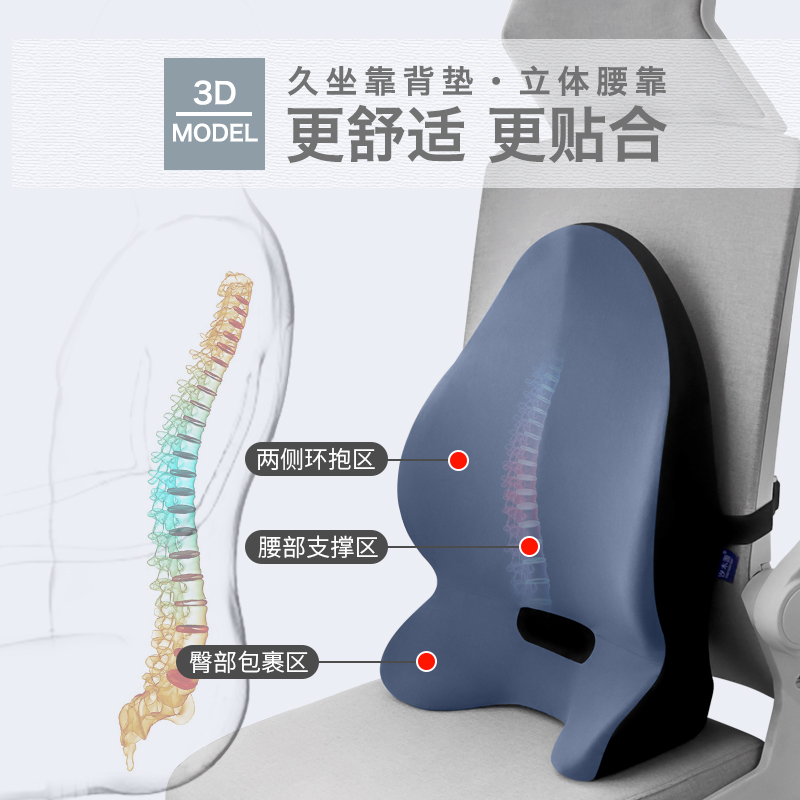 3D靠背垫办公室腰靠久坐护腰椎神器