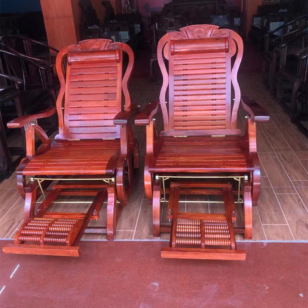 缅甸花梨木红木摇椅躺椅大人成逍遥简约现代中式休闲实用靠背家具