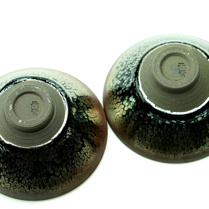 【斗笠油滴对盏】油滴精彩 陆承贵 建盏名家 上口径8.4cm 1315