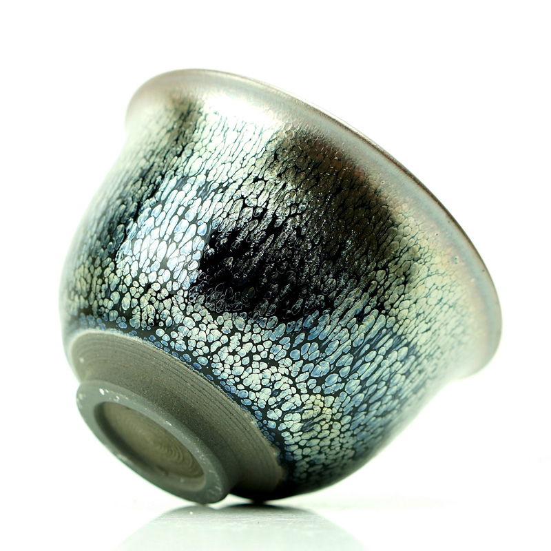 【油滴盖碗】油滴精彩 陆承贵 建盏名家 上口径9.3cm 1240