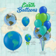 地球仪波波球圆形铝箔生日装饰布置世界地球日进口地图乳胶气球