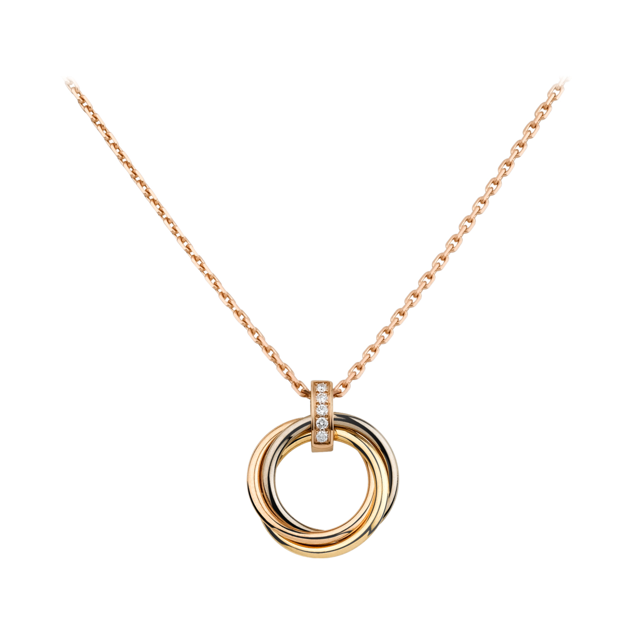 [9.5新]cartier卡地亚女士项链trinity系列18三色金