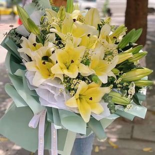 母亲节订花黄百合大花束送妈妈长辈福州泉州生日厦门同城鲜花速递