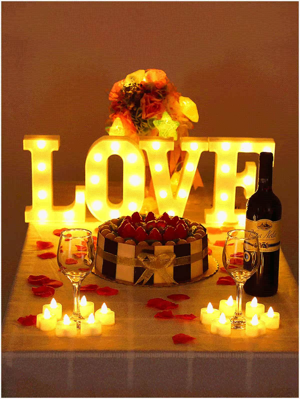 蜡烛浪漫 生日 房间_烛光晚餐气氛布置蜡烛杯餐桌装饰浪漫氛围房间