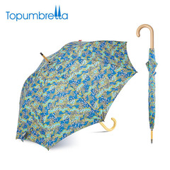 【新品】Topumbrella 文艺小清新印花木柄雨伞 女碎花长柄晴雨伞