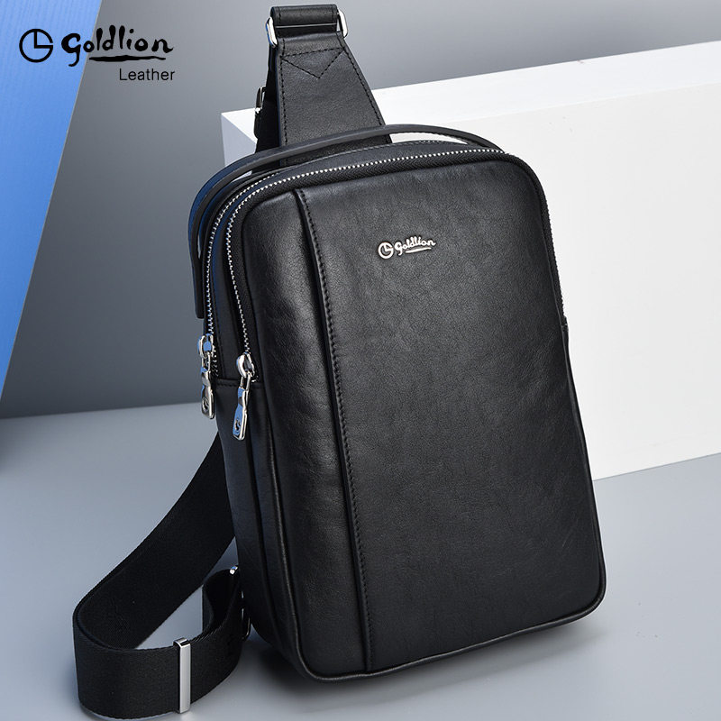 金利来男士胸包男包真皮斜挎包背包牛皮单肩包挎包夏季奢侈品牌