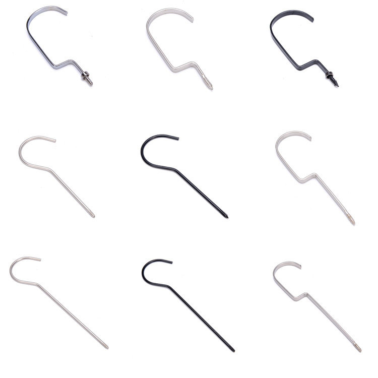 服装店挂钩配件 实木衣架钩子 塑料衣架钩子黑色扁钩亚光圆钩长钩