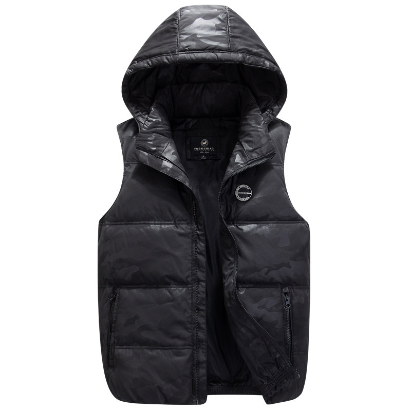 富贵鸟迷彩羽绒马甲男加厚秋冬装保暖坎肩户外背心青年加厚外套潮