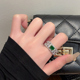 欧美轻奢名媛气质祖母绿锆石戒指女复古高级感大气双排钻食指环