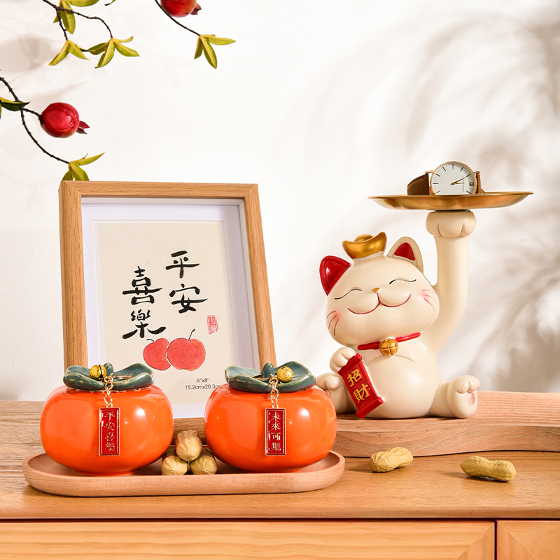 柿柿如意装饰摆件柿子事事乔迁新居礼品入宅布置新房客厅搬家礼物