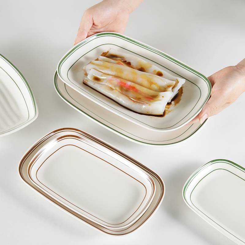 密胺肠粉盘子仿瓷创意椭圆形盘商用凉菜盘火锅烧烤店菜碟塑料餐盘