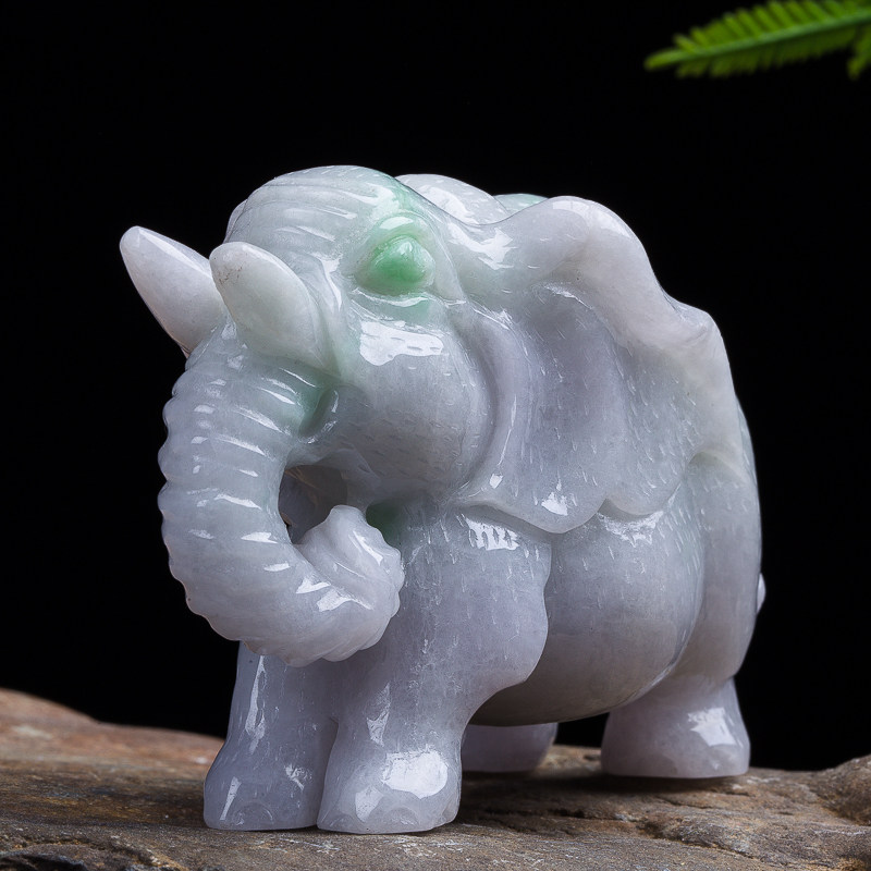 {实物已检}a货翡翠大象摆件222.12克