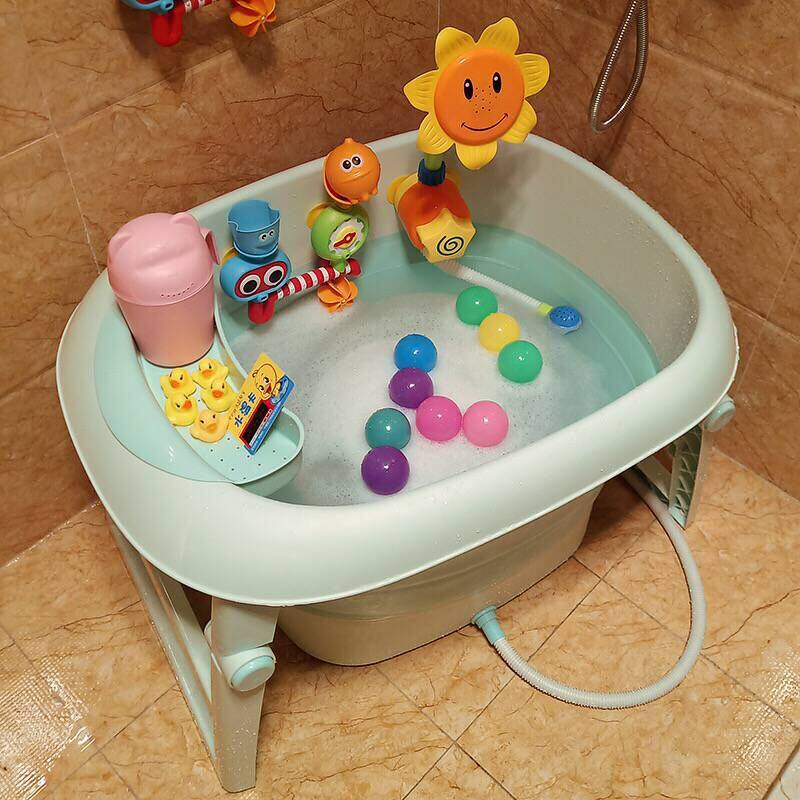 新生儿童洗澡桶可折叠宝宝浴桶可坐躺洗澡盆大号浴盆婴儿泡澡游泳