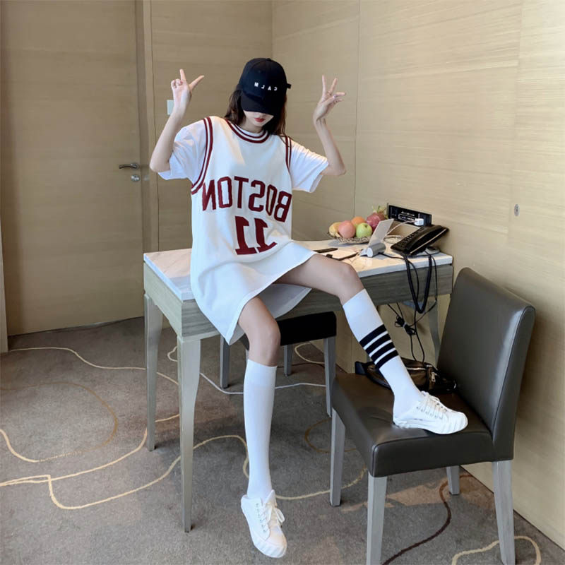 球衣女夏中长款bf