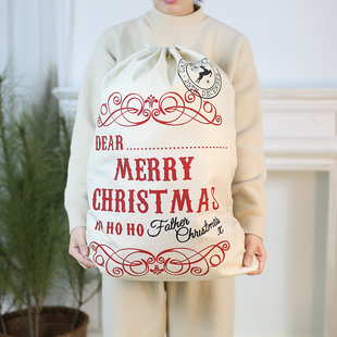 圣诞礼物袋特大超大号束口袋麻布北欧麻袋装饰包装袋圣诞节礼盒