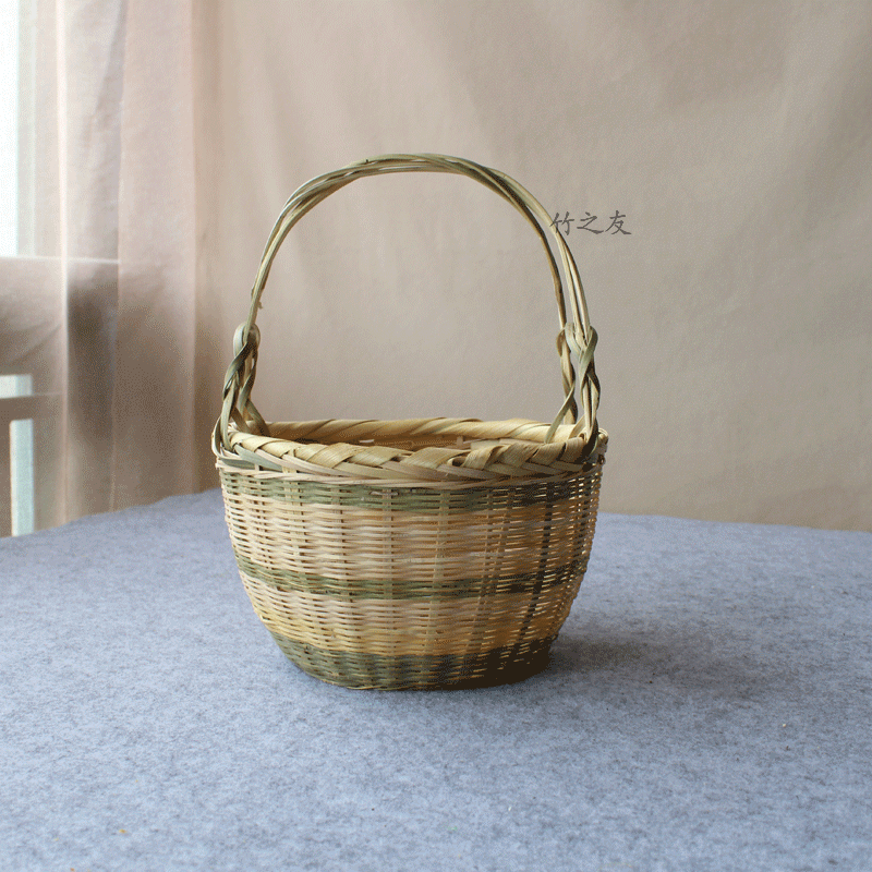 竹编篮子 家用 纯手工竹制品收纳筐 手提 水果篮 农家竹筐小竹篓_8折