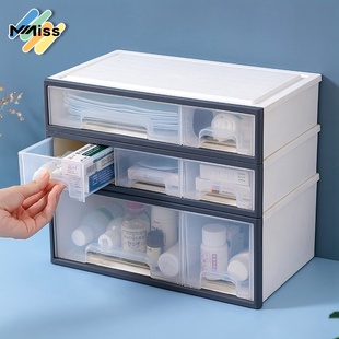 药箱收纳盒家庭装大容量大号收纳柜便携式可叠加家用透明抽屉式