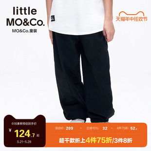 little moco童装夏装男童束脚裤纯棉女童工装裤儿童裤子薄款长裤