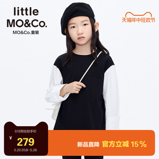 little moco童装24春装新款男女童纯棉圆领长袖衬衫袖T恤衫上衣