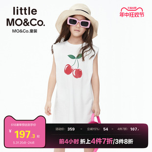 little moco童装夏装女童纯棉背心连衣裙儿童裙子夏天女孩中大童