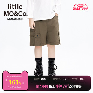 little moco童装春秋装男童纯棉多口袋工装裤短裤五分裤儿童裤子