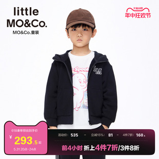 little moco童装冬装儿童男童格纹连帽拉链卫衣外套KBB4JKTT02