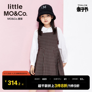 little moco童装大童冬装儿童裙子女童无袖背心裙格纹连衣裙女孩