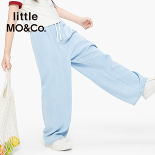 little moco童装女孩夏装女童长款直筒牛仔裤女大童薄款裤子儿童