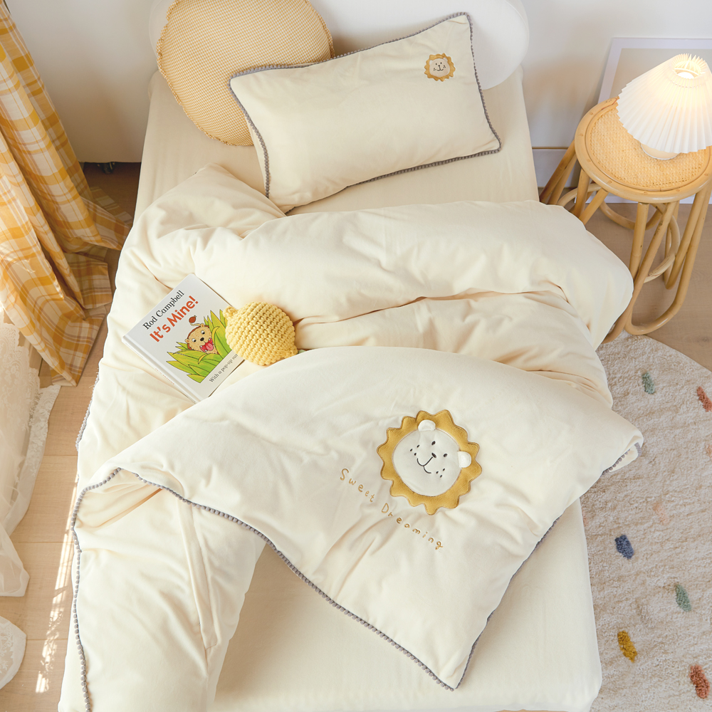 新生儿童床单被套三件套加绒宝宝婴儿床上用品珊瑚绒冬季单人被罩