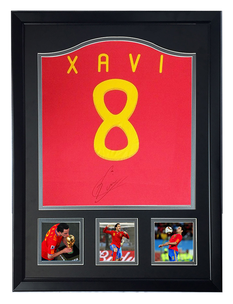 哈维2010世界杯西班牙国家队亲笔签名足球球衣sa文创