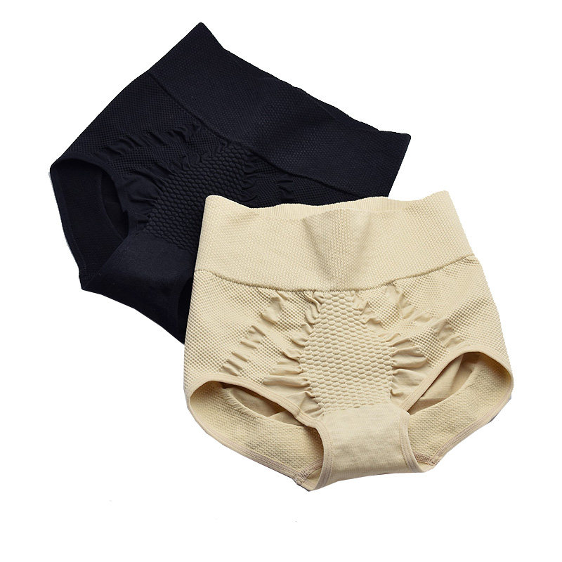宽腰中腰提臀塑身强力收腹内裤女士无缝美体束腹透气三角裤黑色琪