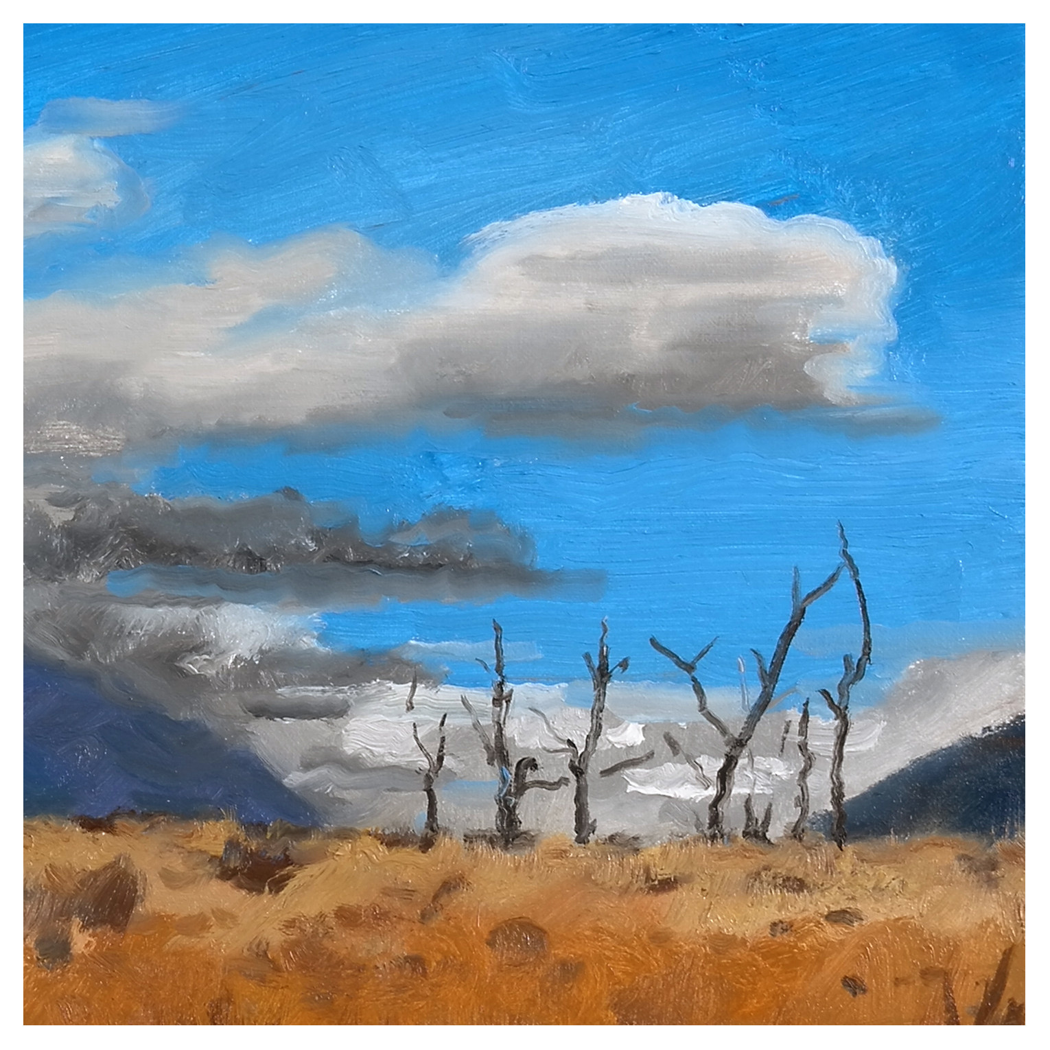 彭英杰《离离原上草》布面油画