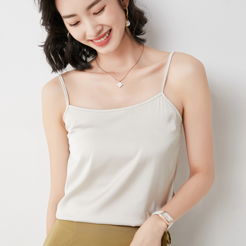 百搭宽松v领真丝吊带背心女夏外穿