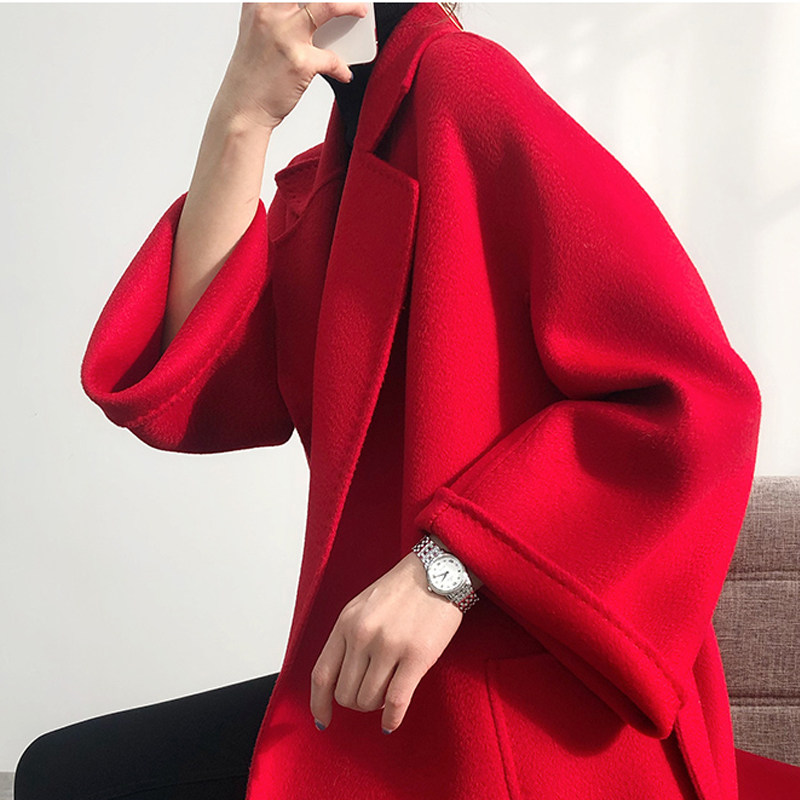 红色羊绒大衣女双面绒优惠专场