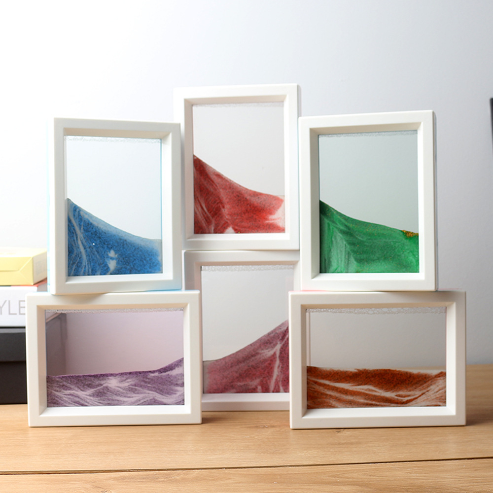 创意家居饰品工艺礼品厂家直销立式相框3D动景艺术透明流沙画摆件