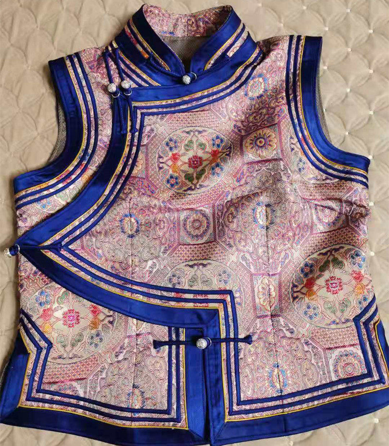 蒙古服装新短款马甲立领民族风元素马夹蒙族坎肩纯手工开衫女背心