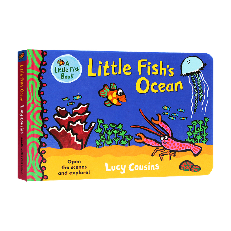 小鱼的海洋 英文原版绘本 Little Fish's Ocean 海底探险海洋植物动物 Lucy Cousins 儿童认知启蒙翻翻纸板书科普图画书