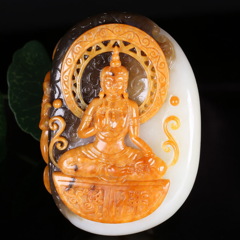 【馆藏】中国玉石雕艺术大师焦展 大日如来手把件289g