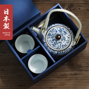 日本进口手绘青花瓷小茶壶泡茶家用功夫茶具礼盒套装日式乔迁礼品