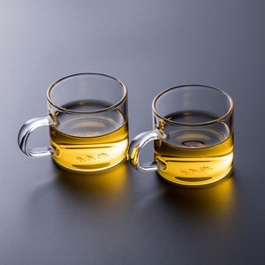 忆壶茶玻璃杯把手小茶杯2个带功夫加厚喝水杯子4茶具耐热配杯6个