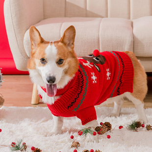 宠物狗狗圣诞麋鹿柯基衣服秋冬装柴犬中型犬冬季防掉毛喜庆狗狗衣