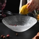 日式斜纹玻璃沙拉碗大号水果碗家用创意早餐餐具水果盘大碗斗笠碗