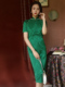 绿色旗袍2022年新款改良女夏年轻款气质高端复古老上海民国连衣裙